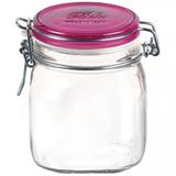 Pote de Vidro Italiano Bormioli Rocco Fido Terrina Hermético com Tampa Rosa 750ml