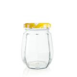 Pote de Vidro Oitavado com Tampa Xadrez Amarelo e Branco 240ml - Festabox