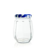Pote de Vidro Oitavado com Tampa Xadrez Azul e Branco 240ml - Festabox