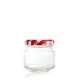 Pote de Vidro Patê com Tampa Xadrez Vermelho e Branco 100ml - Festabox