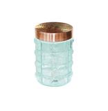 Pote De Vidro Redondo Quadriculado Com Tampa Cobre Rose Gold - Wellmix
