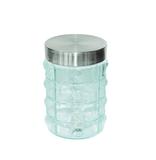 Pote De Vidro Redondo Quadriculado Com Tampa De Inox 1290ml - Wellmix