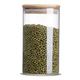 Pote De Vidro Tampa De Bambu Para Mantimentos 1000ML - Imports