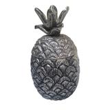 Pote decorativo - abacaxi em aluminio prateado 10cm x 16cm - Btc decor