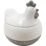 Pote Decorativo Com Tampa de Cerâmica Cute He Pois 17,7cm x 16,6cm x 18,5cm Urban Branco/Cinza