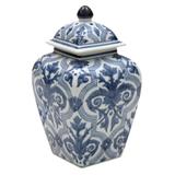 Pote decorativo de ceramica azul e branco - Btc decor