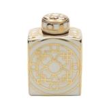 Pote decorativo de ceramica branca com dourado - Btc decor