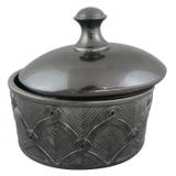 Pote decorativo de resina cinza 23cm x 17cm x 22cm - Btc decor