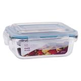 Pote Hermético Retângular Vidro Borosilicato Tampa 4 Travas Marmita Micro-ondas 370ML - Click Glass