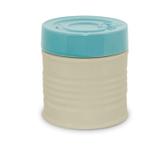 Pote Lata 700ml Mondoceram Gourmet 13,5cmx12,5cmx12,5cm Branco/Turquesa