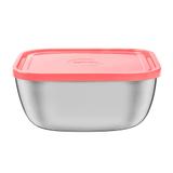 Pote M Quadrado Salmão em Aço Inox Com Tampa 2,4 L- Tramontina