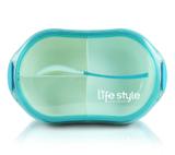 Pote Marmita C/ 3 Compartim. 1200Ml LifeStyle Azul Jacki Design