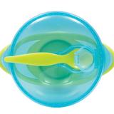 Pote Pratinho Kit Refeição Com Ventosa Azul Colher Buba