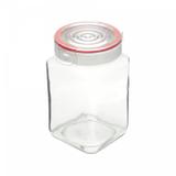 Pote Quadrado de Vidro Transparente e 15L L5088 Lyor Transparente/Vermelho