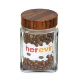 Pote Quadrado de Vidro Wood 1,1L 5084 Lyor