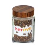 Pote Quadrado Vidro Wood Transp E Marrom 1,1l Lyor
