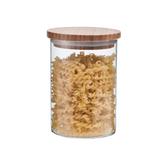 Pote Redondo em Vidro com Tampa em Bambu 700ml Kenya