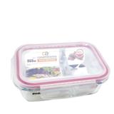 Pote Retangular de Vidro Borossilicato Com 2 Divisórias e Tampa Hermética 860ml - Casambiente