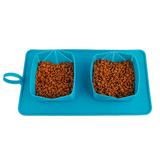 Pote Tapete Duplo Silicone Comedouro Bebedouro Portatil Cachorro Gato Viagem - Ab midia