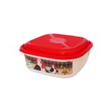 Pote Tapoer Branco Quadrado 2,5L com Desenho e Tampa Vermelha - Inplast