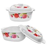 Pote Tigela De Melamina Quadrado Com Tampa Floral 21x17 5cm - Rio chens/util goods