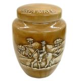 Pote Tropeiro de Erva Alto Relevo 500gr Mondoceram 18,5cmx13,5cmx13,5cm Marrom Escuro
