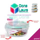 Pote Vidro 400ML (Vai ao Forno, Microondas)Redon c/ Tampa - Redondo