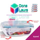 Pote Vidro 640ML (Vai ao Forno, Microondas)Retan c/Tampa - Retangular