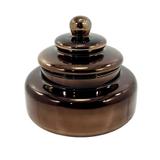 Pote vidro decorativo com tampa marselha candy wood espelhado 20cm - c. parisiense - Parisense