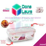 Pote Vidro Retangular 700ml Divisória e Tampa de Plastico - Casa linda