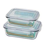 Potes com Tampa Vidro Hermetico Freezer Forno Retangular 2pc - Oxford