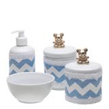 Potes, Molhadeira e Porta Álcool-Gel Com Capa Ursinho Dourado Quarto Bebê Infantil Menino - Potinho de mel
