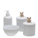 Potes, Molhadeira e Porta Álcool-Gel Ursinho Dourado Quarto Bebê Infantil Menina Menino - Potinho de mel