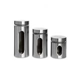 Potes Para Mantimentos Inox Vidro 3 Peças Com Tampa Ref 2134 - Horizonte