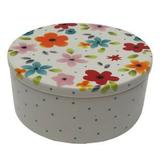 Potiche ceramica c/ tampa flowers and dots fd branco 16,5 x 16,5 x 8 cm - Urban