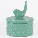Potiche Cerâmica Little Bird Verde Pote Decorativo Urban