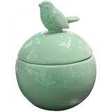 Potiche de Cerâmica Round Top Bird 10cm x 12,8cm Urban Verde