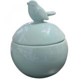 Potiche de Cerâmica Round Top Bird 13cm x 16,6cm Urban Verde