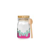 Potinho De Vidro C/Tampa E Colher 300Ml Rosa E Azul - Cromus pascoa