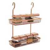 Prateleira Dupla Porta Temperos Condimentos Para Barra - Rosé Gold - Wp connect