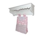 Prateleira Varão 60cm + 1 Porta Fralda Nuvem Rosa - Galeria baby