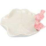 Pratinho Cerâmica Flor Branca Birds Pássaros Rosa Mini Prato - Homeco