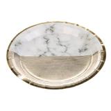 Pratinho Descartável de Papel Luxo estilo Mármore pct com 10 unid - Silver plastic