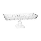 Prato 30 cm para bolo de cristal com pé transparente retangular Starry Wolff - 30196