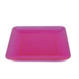Prato Acrílico Quadrado Rosa Neon 26 cm 01 unidade Bezavel - Festabox