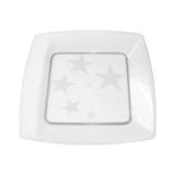 Prato Acrílico Quadrado Transparente 21cm 10 unidades Plastilânia