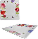 Prato De Melamina Quadrado Floral 25Cm - Rio chens util goods
