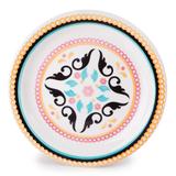 Prato de Porcelana Fundo Decorado Luiza Biona Oxford - 23 Cm