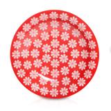 Prato de Porcelana Fundo Decorado Renda Biona Oxford - Vermelho / 23 Cm