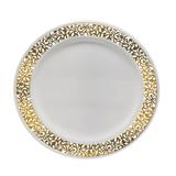 Prato de Refeição Vazado Borda Dourada 26cm 6 unidades SilverPlastic - Festabox